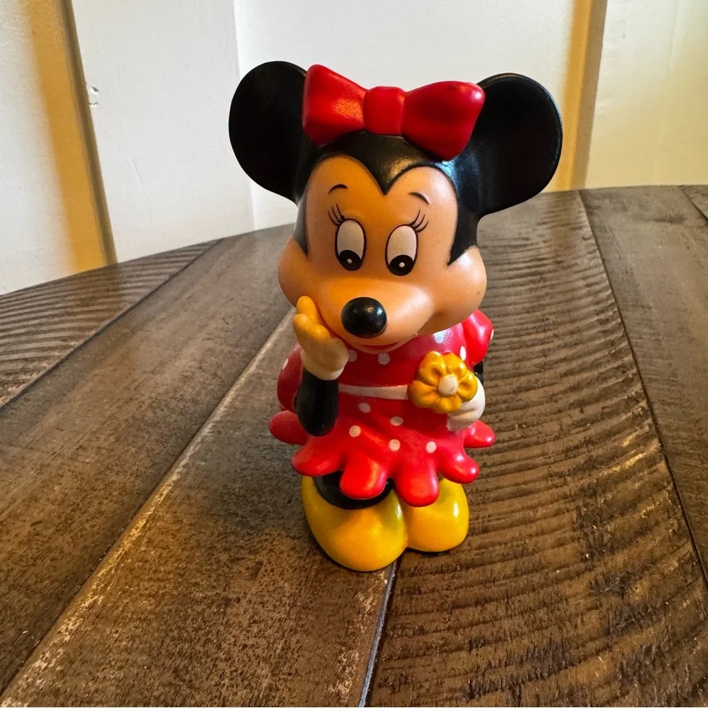 Vintage Walt Disney Minnie Mouse‎ with Flower Plastic Coin Bank 5.5